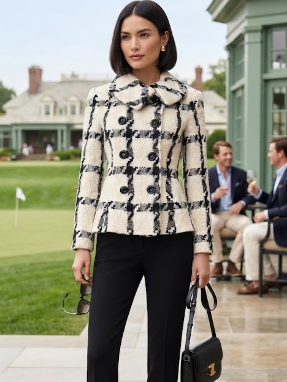 White House Black Market Wool Mohair Plaid Jacket